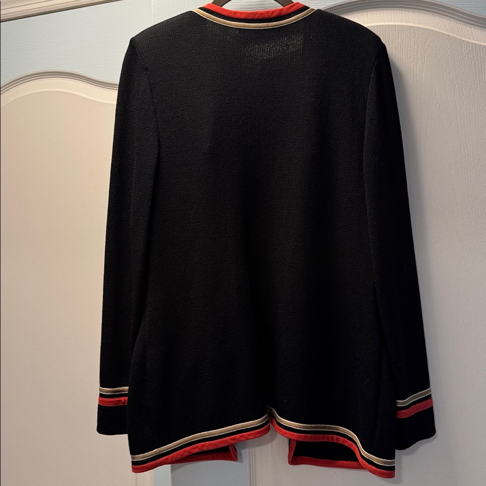 St. John Black Blazer with Red and Gold Trim - Picture 5 of 6